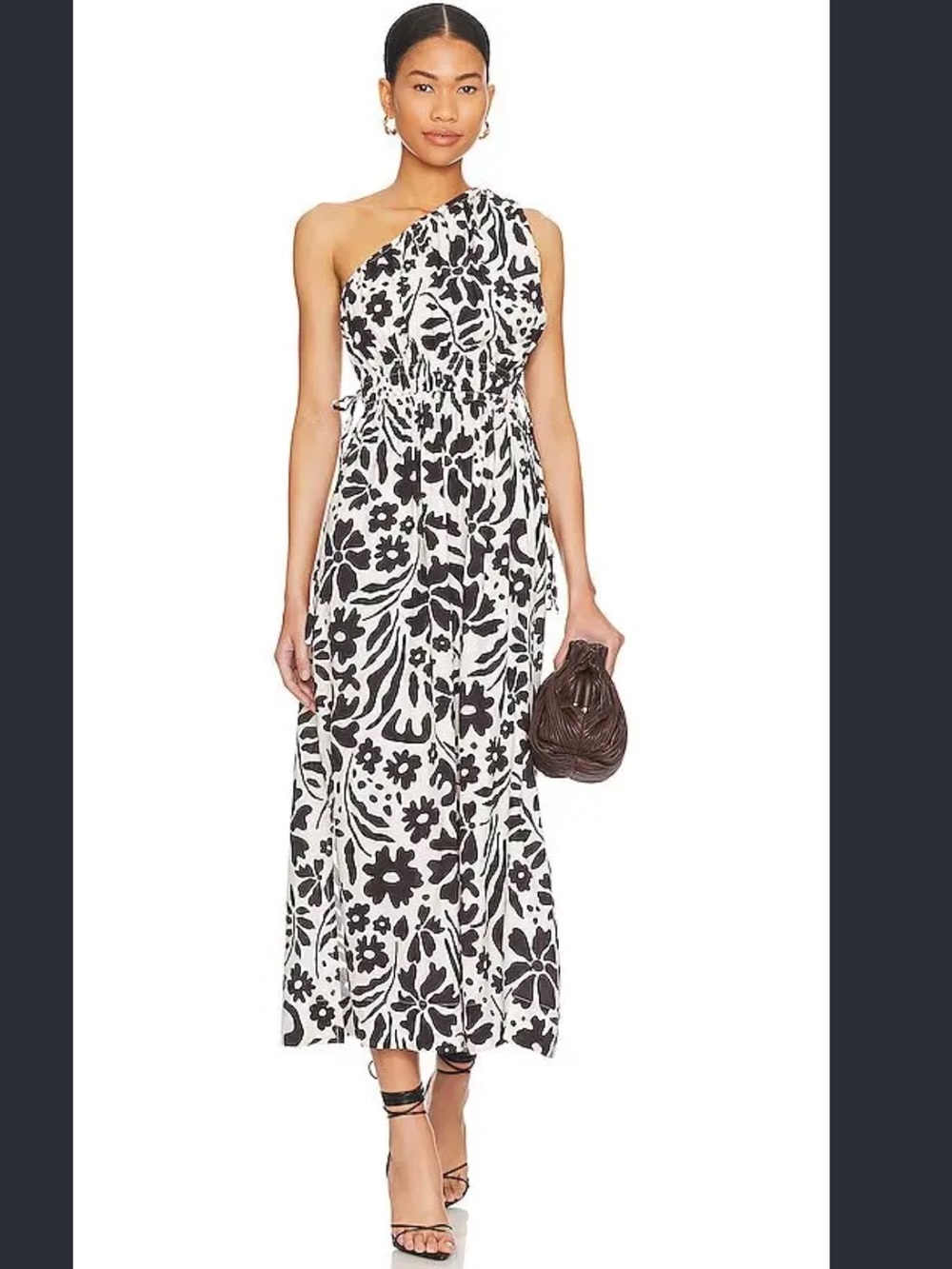 Faithfull The Brand Lucila Midi Dress resort wear Black White Sidora floral 6 m